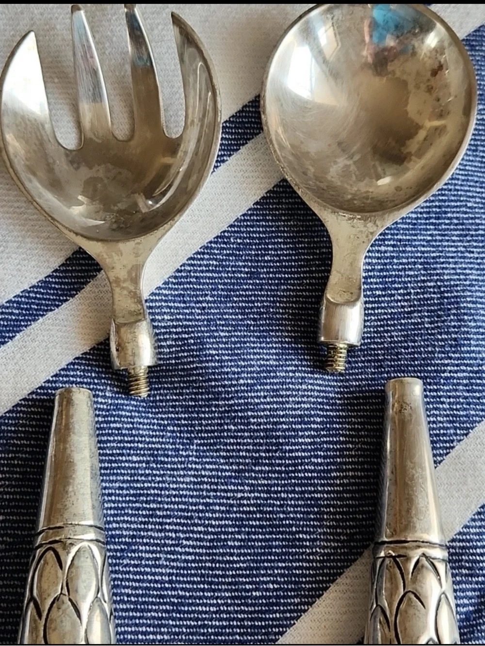 Vintage Silver-Plate Serving Spoon and Fork
